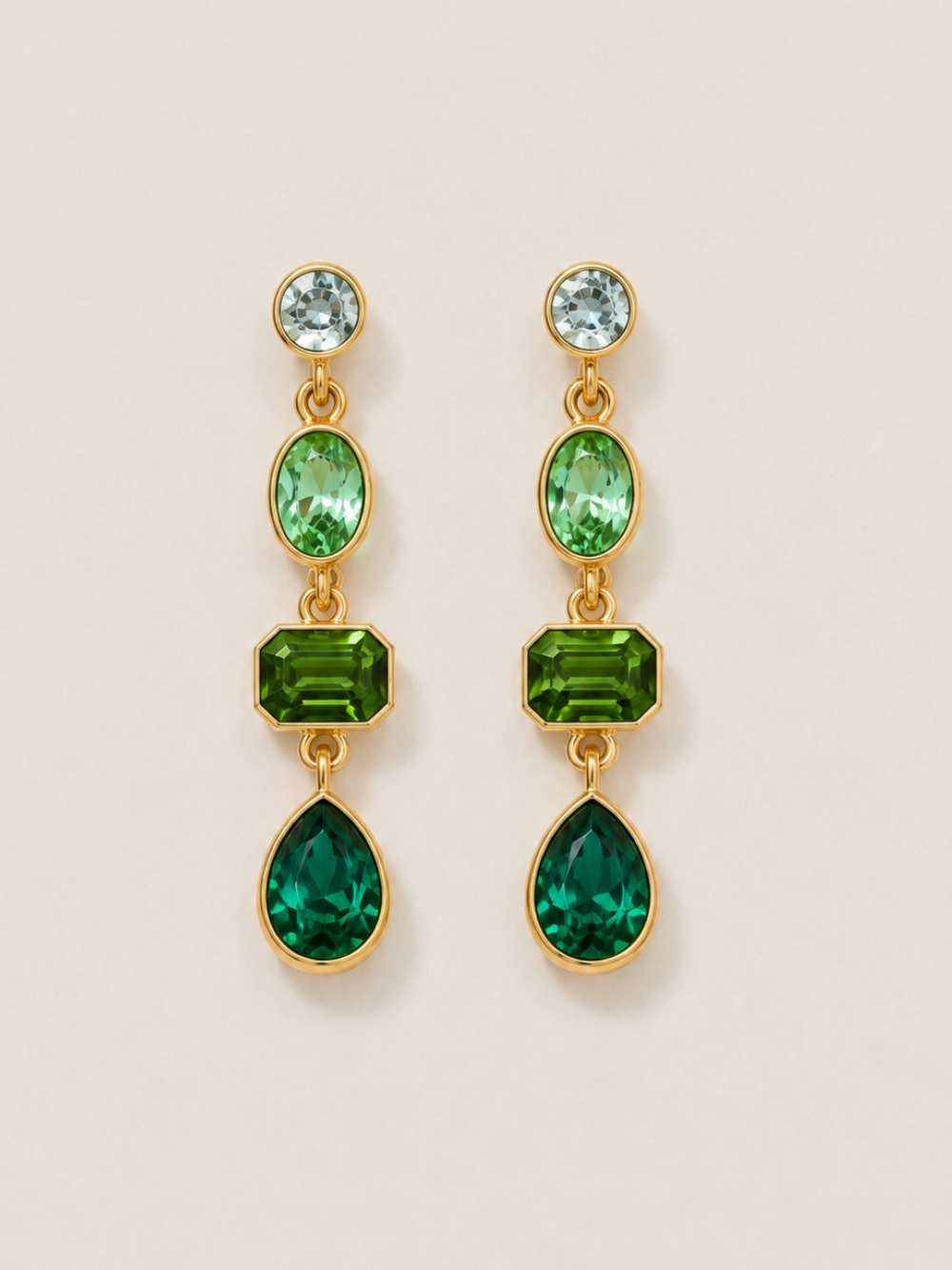 New! Green Mixed Crystal Tear Drop Earrings NWOT